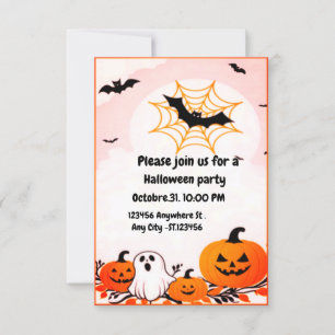 Convite Abóbora e Fantasma do Halloween moderno e bonito