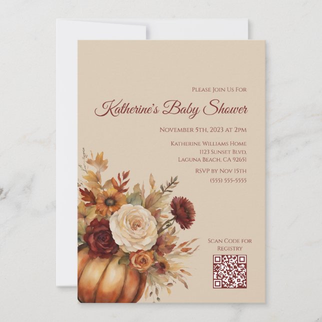 Convite Abóbora e flores de chá de fraldas-d-água- (Frente)