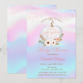 Convite Abóbora Elegante, Chá de Bebê Floral Holográfico
