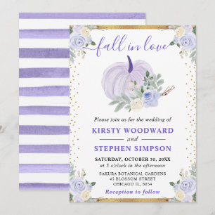 Convite Abóbora Floral Roxo Pastel Casamento de Outono