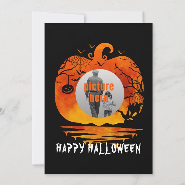 CONVITE ABÓBORA FOTO PERSONALIZADA PRESENTES DE HALLOWEEN (Frente)
