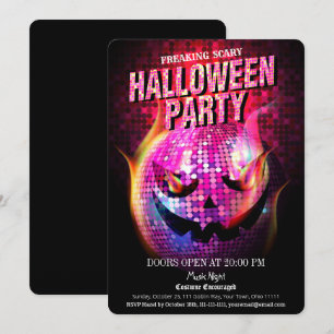 Convite Abobora Freaking Assustadora Bola de Disco Hallowe