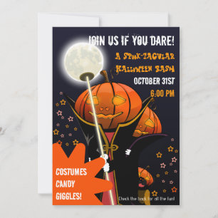 Convite Abóbora Lua Vampiro Crianças Pré-Escolares Hallowe