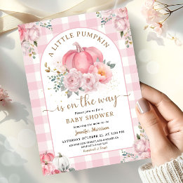 Convite Abóbora No Caminho Da Chá de fraldas Menina Rosa C