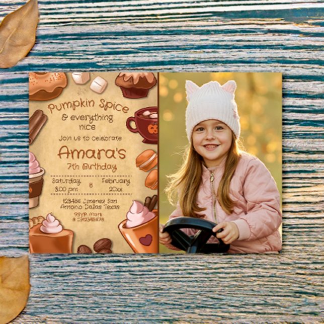 Convite Abóbora Picante e Tudo Bom com Foto (Pumpkin Spice and Everything Nice with Photo Picture Landscape Invitation)