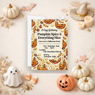 Convite Abóbora Picante Marrom Aconchegante Halloween