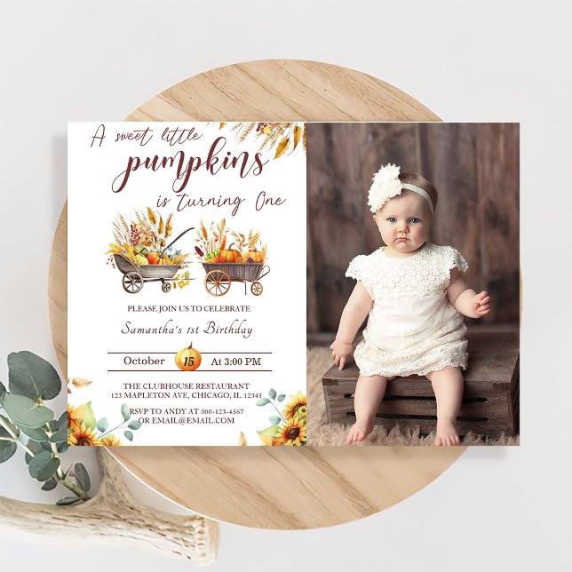 Convite Abóbora Primeiro Aniversário Um Pumpkin Doce (Criador carregado)