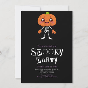 Convite Abóbora Simpático Minimalista Moderno de Halloween