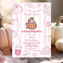 Convite Abóbora Tempera Rosa de Outono e Tudo Mais Bonito