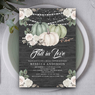 Convite Abóbora Verde Floral Flor de Outono Casamento Chá 