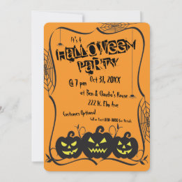 Convite Abóboras de Halloween & Festa das Aranhas