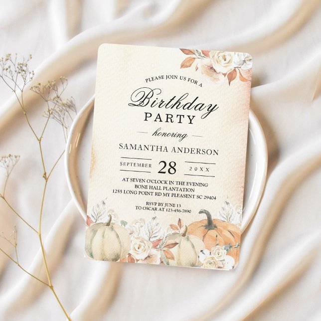 Convite Abóboras e Flores de Outono Rústicas (Criador carregado)
