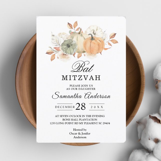 Convite Abóboras e Flores em Aquarela de Outono (Criador carregado)