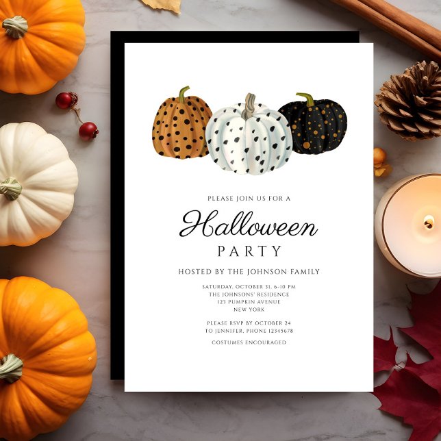 Convite Abóboras Fofas Halloween (Cute Pumpkins Halloween Invitation)