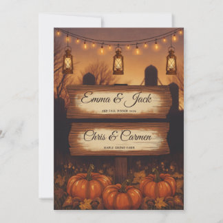 Convite Abóboras & Lanternas Casamento de Outono