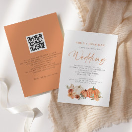 Convite Abóboras Laranjas Florais de Outono Código QR Conv