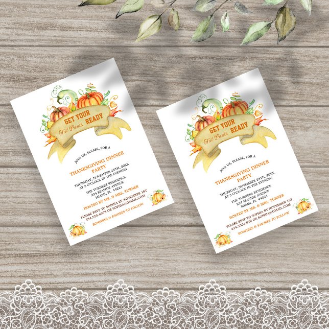 Convite Abóboras Pronta As Calças De Gordura Graças (Criador carregado)