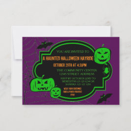 Convite Abóboras verdes/roxas com estrutura - Convidado pa