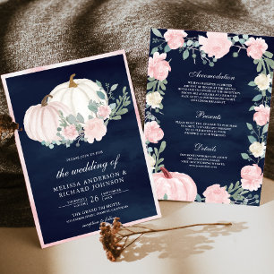 Convite Abobrinha Floral Rosa Bege Casamento Todo em Um Az