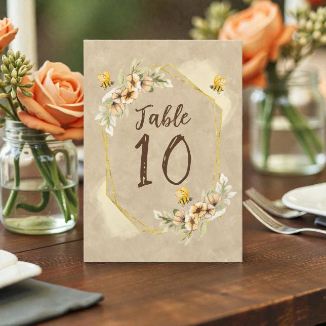 Convite Aborde Abelha Fofa Número de Mesa de Casamento Ace (Criador carregado)