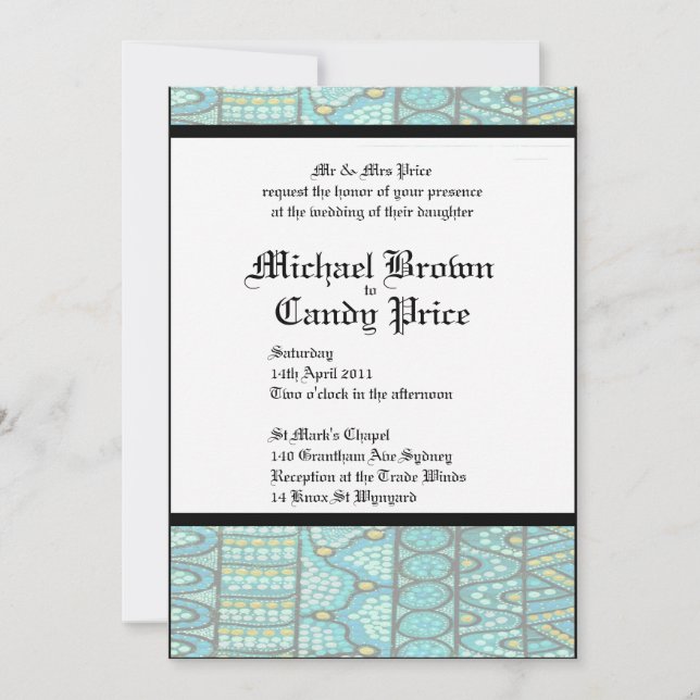 Convite Aboriginal De Casamento O Azul De Viagem (Frente)