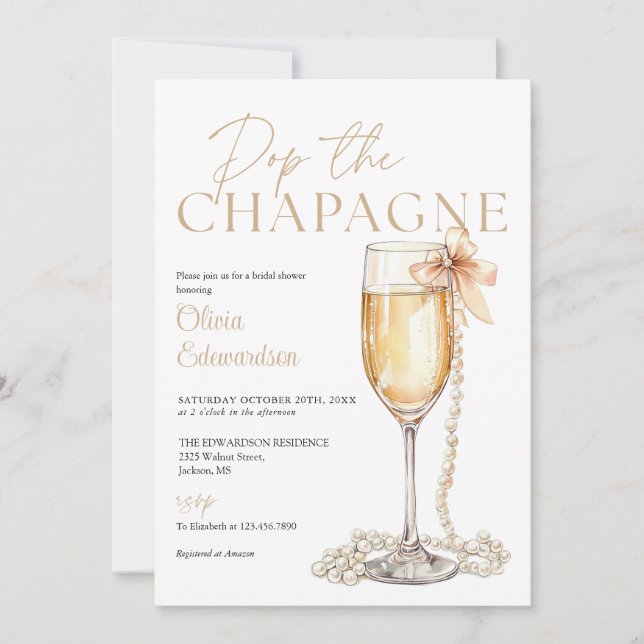 Convite Abra o Código QR do Champanhe Bridal Shower (Frente)