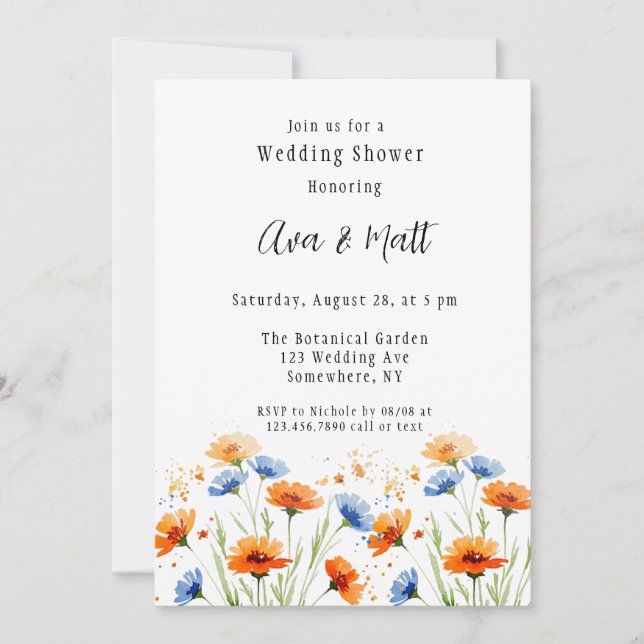 Convite Abraço de Chá de casamento de flor selvagem (Frente)