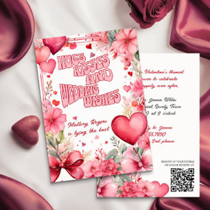 Convite Abraços e Beijos de São Valentim Retrô Corações e