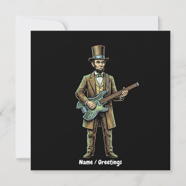 Convite Abraham Lincoln Cabeça de Guitarra Sem Cabeça em M (Frente)