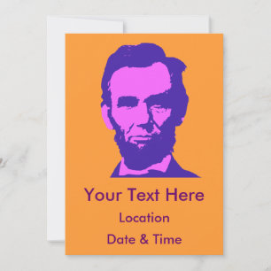 Convite Abraham Lincoln em Rosa e Roxo Pop Art