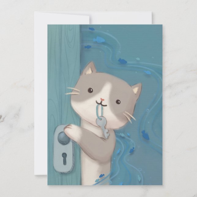 Convite Abrir: Cat com Chave (Frente)