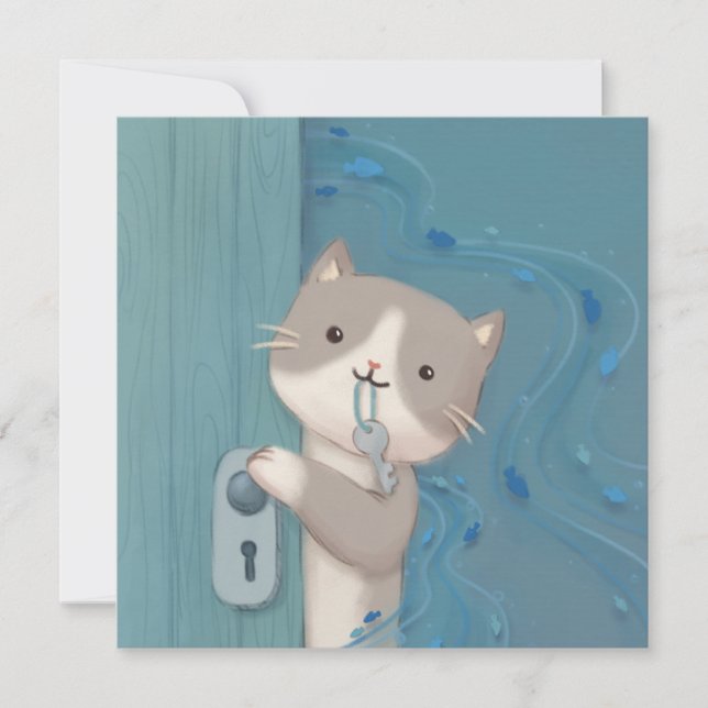 Convite Abrir: Cat com Chave (Frente)