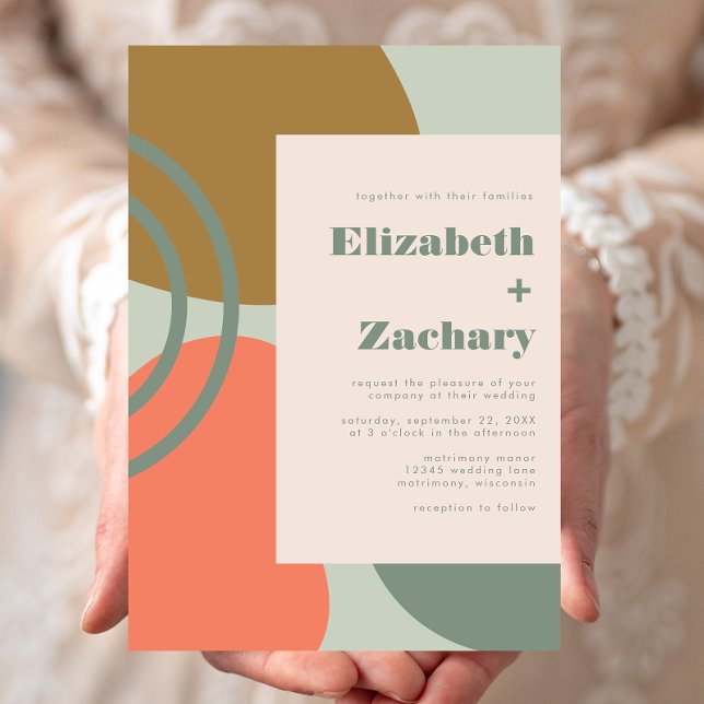 Convite Abstract Sage Green Wedding Invitation (Criador carregado)