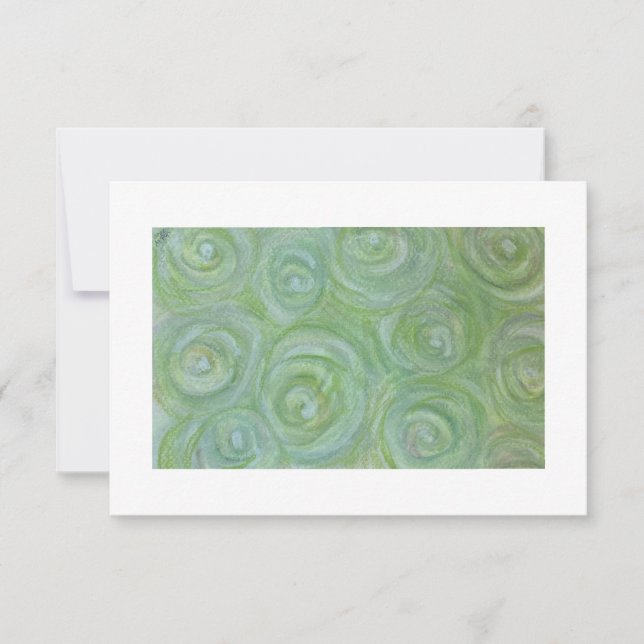 Convite Abstract white and green roses hand-drawn notecard (Frente)