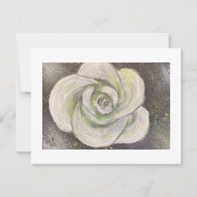 Convite Abstract White Rose on black background card (Frente)