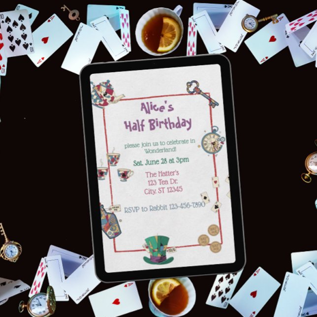 Convite Abstract Wonderland Birthday Invitation (Criador carregado)