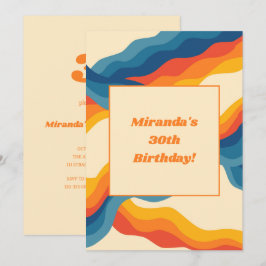 Convite Abstrato 70s Padrão de faixa de luz azul retroalar