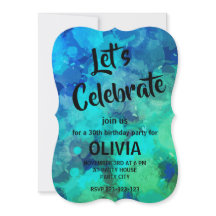 Abstrato aniversário de 30 anos de Tinta Azul Roxo