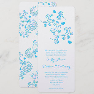 Convite Abstrato Aqua Blue Butterfly ou Bumble Bee Wede