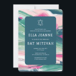 Convite Abstrato Art Star de David Custom Bar Bat Mitzvah<br><div class="desc">Cartão perfeito para anunciar um morcego mitzvah, bar mitzvah ou outra celebração judaica! Mão fez abstrato de arte para você na frente e atrás! TOTALMENTE PERSONALIZÁVEL! Clique em "Personalizar" acima para editar o texto. Clique em "editar usando a ferramenta design" para ajustar as fontes, as cores e os posicionamentos e...</div>
