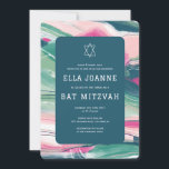 Convite Abstrato Art Star de David Custom Bar Bat Mitzvah<br><div class="desc">Cartão perfeito para anunciar um morcego mitzvah, bar mitzvah ou outra celebração judaica! Mão fez abstrato de arte para você na frente e atrás! TOTALMENTE PERSONALIZÁVEL! Clique em "Personalizar" acima para editar o texto. Clique em "editar usando a ferramenta design" para ajustar as fontes, as cores e os posicionamentos e...</div>
