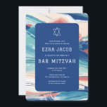 Convite Abstrato Art Star de David Custom Bar Bat Mitzvah<br><div class="desc">Cartão perfeito para anunciar um morcego mitzvah, bar mitzvah ou outra celebração judaica! Mão fez abstrato de arte para você na frente e atrás! TOTALMENTE PERSONALIZÁVEL! Clique em "Personalizar" acima para editar o texto. Clique em "editar usando a ferramenta design" para ajustar as fontes, as cores e os posicionamentos e...</div>