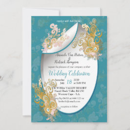 Convite Abstrato Azul-doce alegre - Flores rosa