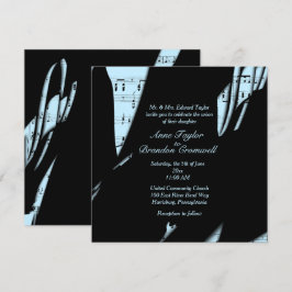 Convite Abstrato Black and Powder Blue Music