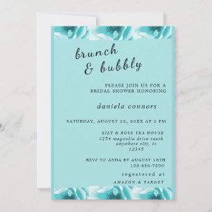 Convite Abstrato Blue & White Florals Brunch & Bubble