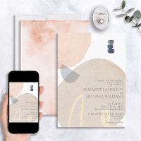 Abstrato Blush Marinho Cor-de-Rosa Azul Casamento