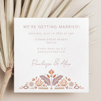 Abstrato Botânico Formas Terracotta Rust Casamento