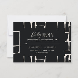 Convite Abstrato branco preto simples casamento simples R.