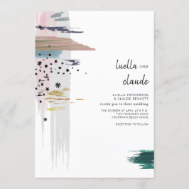 Convite Abstrato Brushstrokes Modern Wedding