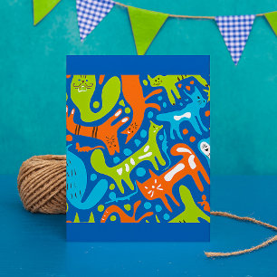 Convite Abstrato Cat Patterno Whimsical Modern Pet Art